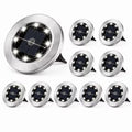 Solar Disk Ground Lights – Cool White, Stainless Steel, Waterproof (10 Pack)