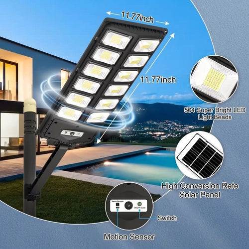 LED-Solar-Lights-504-LEDs-Solar-Panel-Motion-Sensor-Features
