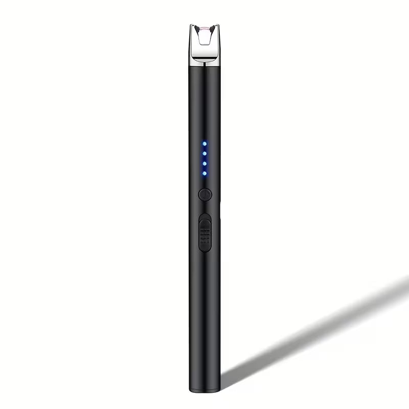 Black USB rechargeable electric arc lighter, flameless and windproof